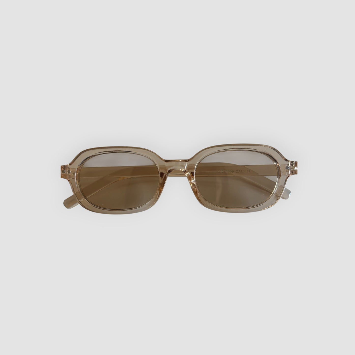 Óculos de Sol Retangulares Transparentes Bege Vintage Retro
