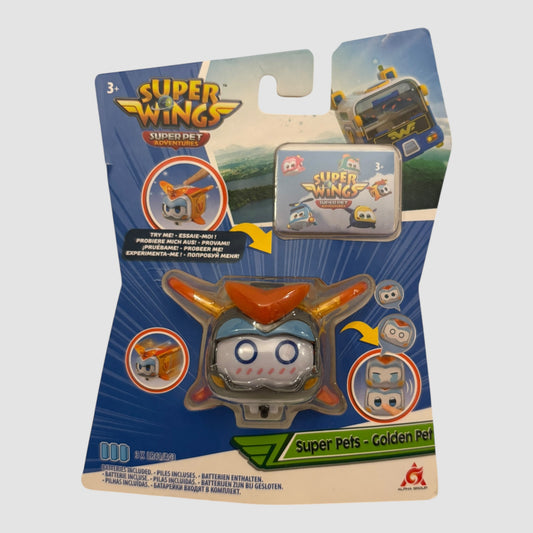Super Wings Super Pet Adventures – Golden Boy Pet (com luz/flash e expressão facial)
