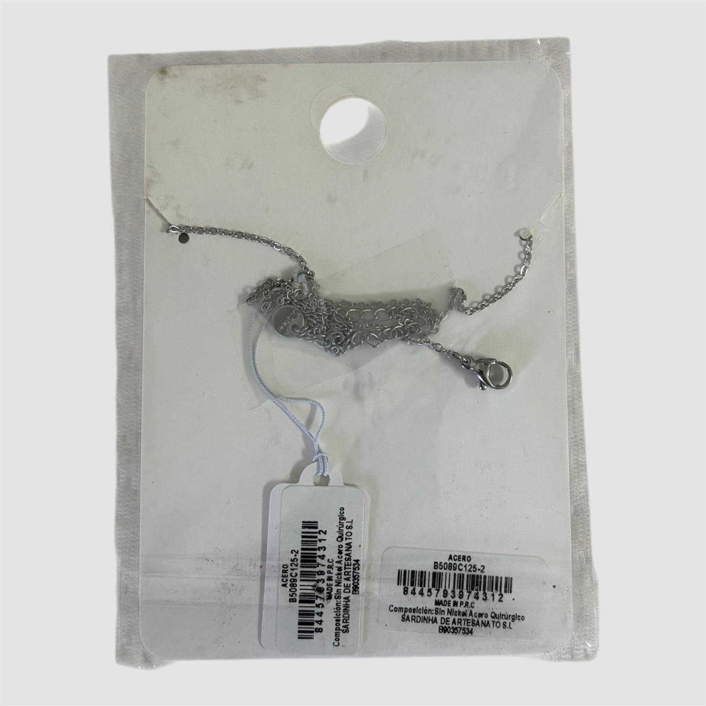 Colar signo Peixes prateado aço Novo