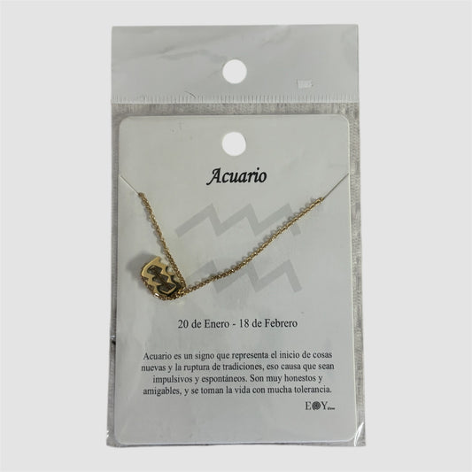 Colar signo Aquário dourado aço Novo