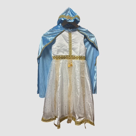 Disfarce Virgem Maria (Presépio) Menina – Vestido Branco com Detalhes Dourados