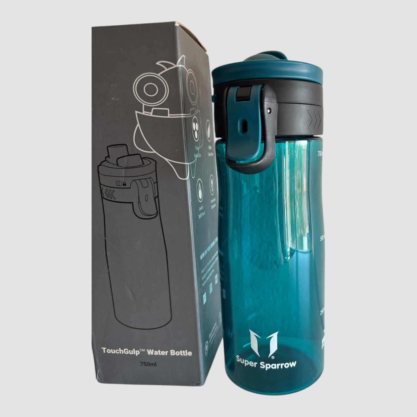 Garrafa de Água Desportiva Super Sparrow 750ml Tritan Sem BPA Verde Agave