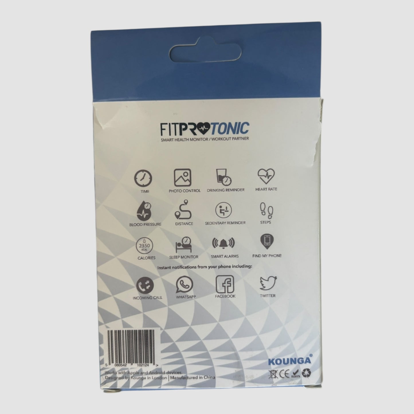 Pulseira Fitness FitProTonic Kounga Smart Health Monitor Preta