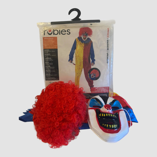 Disfarce Palhaço Psycho Rubies Adulto Unissexo (Tamanho Único) – Fato + Máscara + Peruca