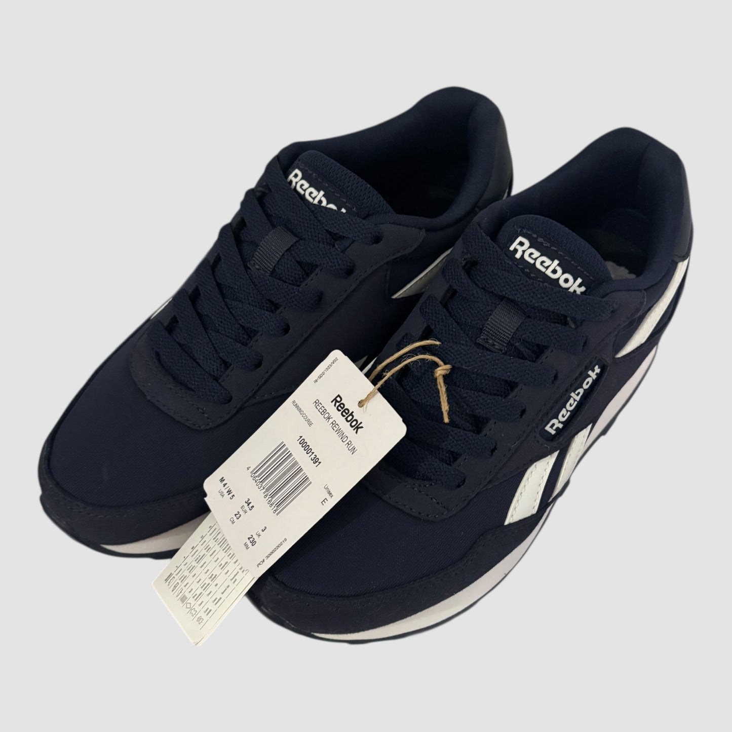Sapatilhas Reebok Rewind Run Azul Marinho e Branco Tamanho 34.5 Novas