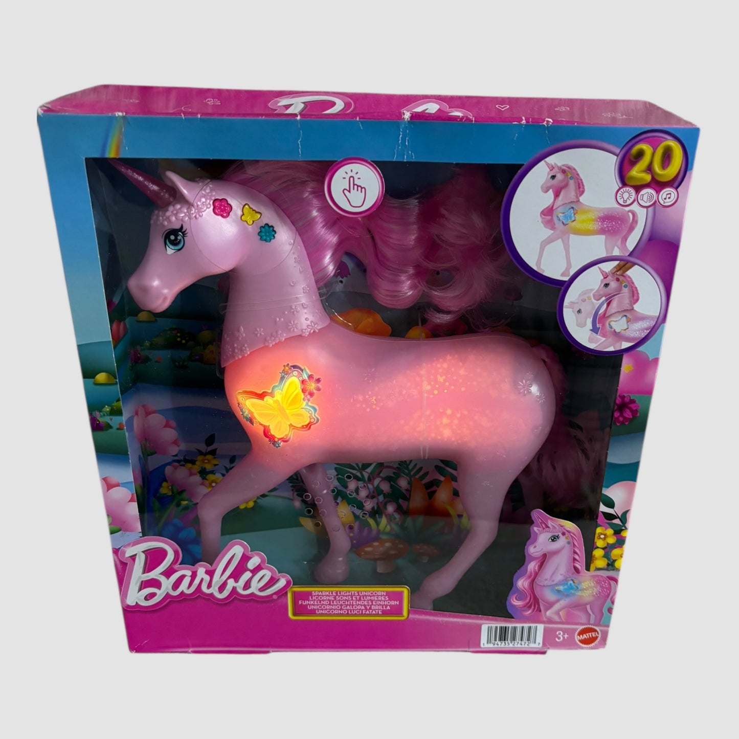Barbie Unicórnio com luzes e Som Novo