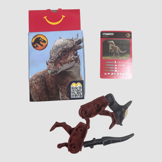 Jurassic World McDonald’s – Dinossauro Stygimoloch Articulado com Carta 🦖🍔🎮