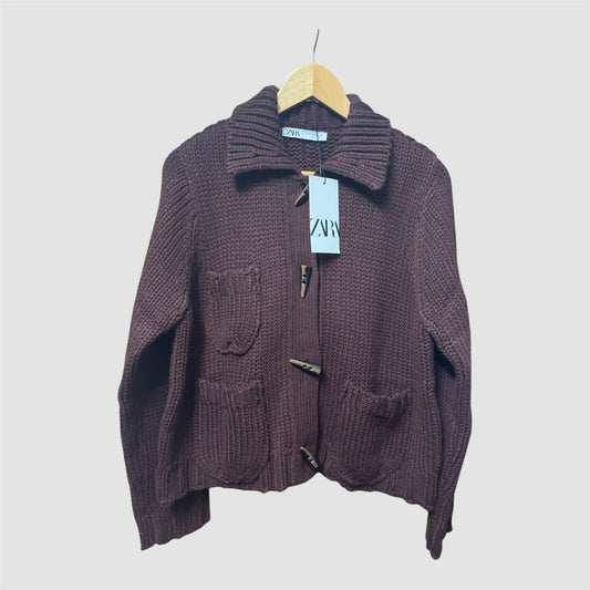 Casaco Zara Malha Castanho XL Novo