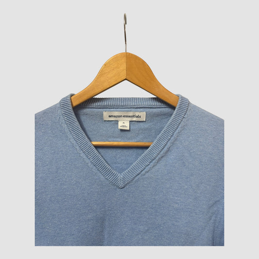 Camisola de Malha Homem Amazon Essentials XL Azul Claro Decote em V