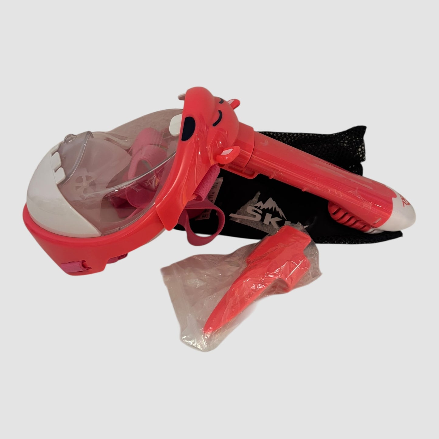 Máscara de Snorkeling Criança 4-11 Anos Rosa com Bolsa