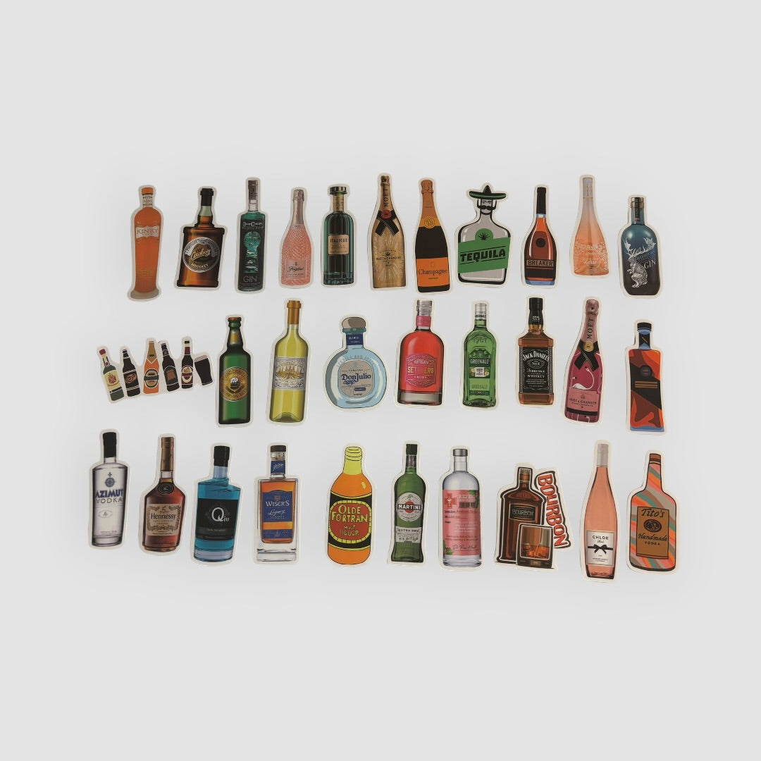 Pack 30 Stickers Drinks e Garrafas