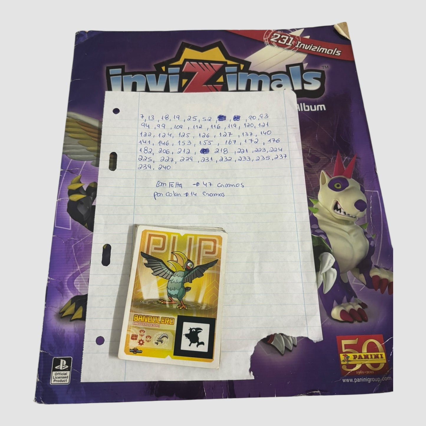 Caderneta Invizimals Panini em falta 47 Cromos