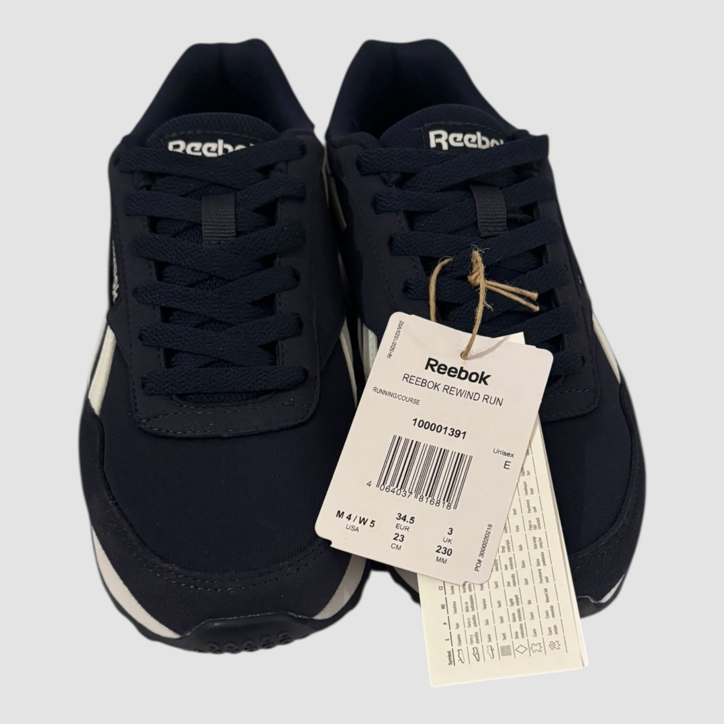 Sapatilhas Reebok Rewind Run Azul Marinho e Branco Tamanho 34.5 Novas