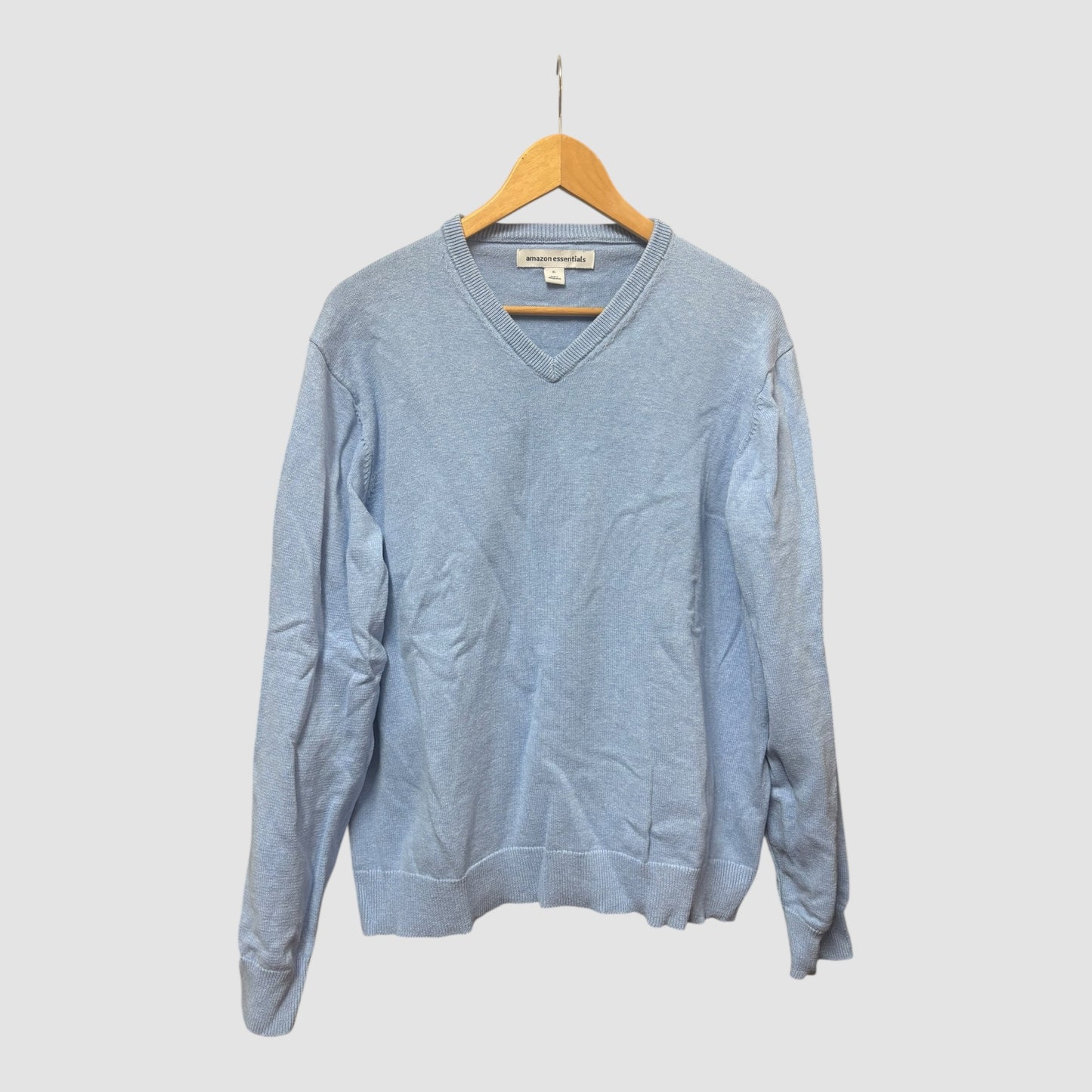 Camisola de Malha Homem Amazon Essentials XL Azul Claro Decote em V