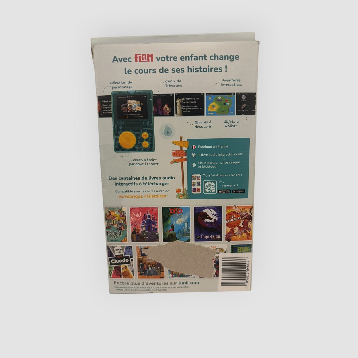 Lunii FLAM Leitor de Aventuras Interativas Infantil + Caixa e Cabo USB