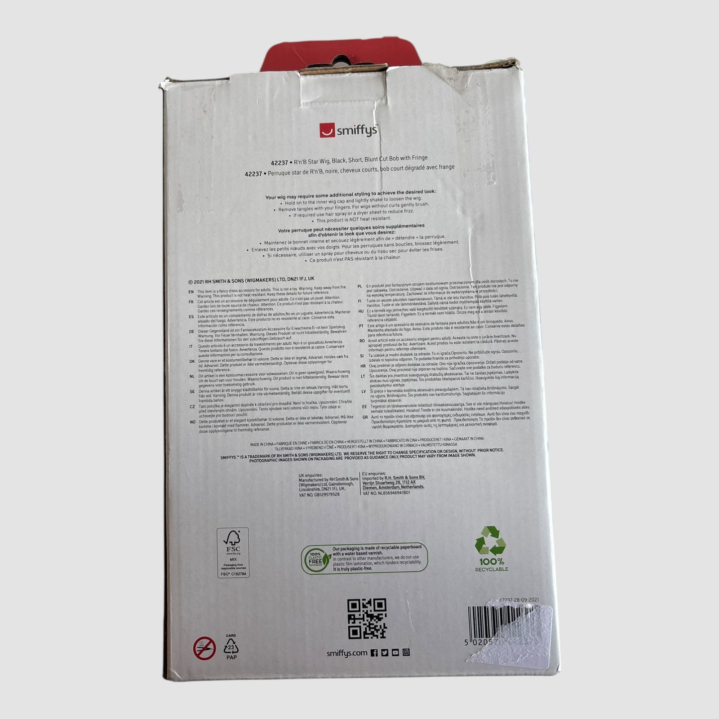 Peruca estrela R&B preta Smiffys Nova