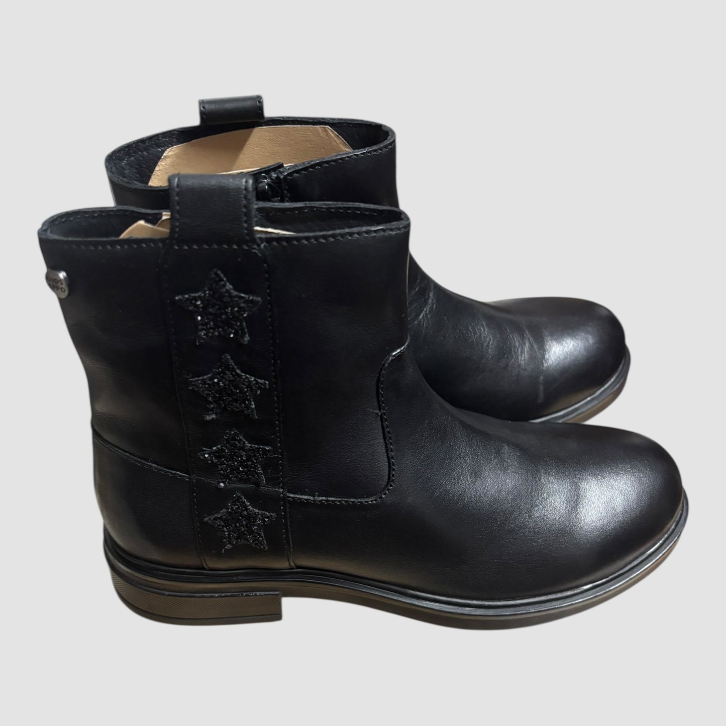 Botins Gioseppo Kisber Pretos Menina Tamanho 36 com Estrelas Glitter Novas