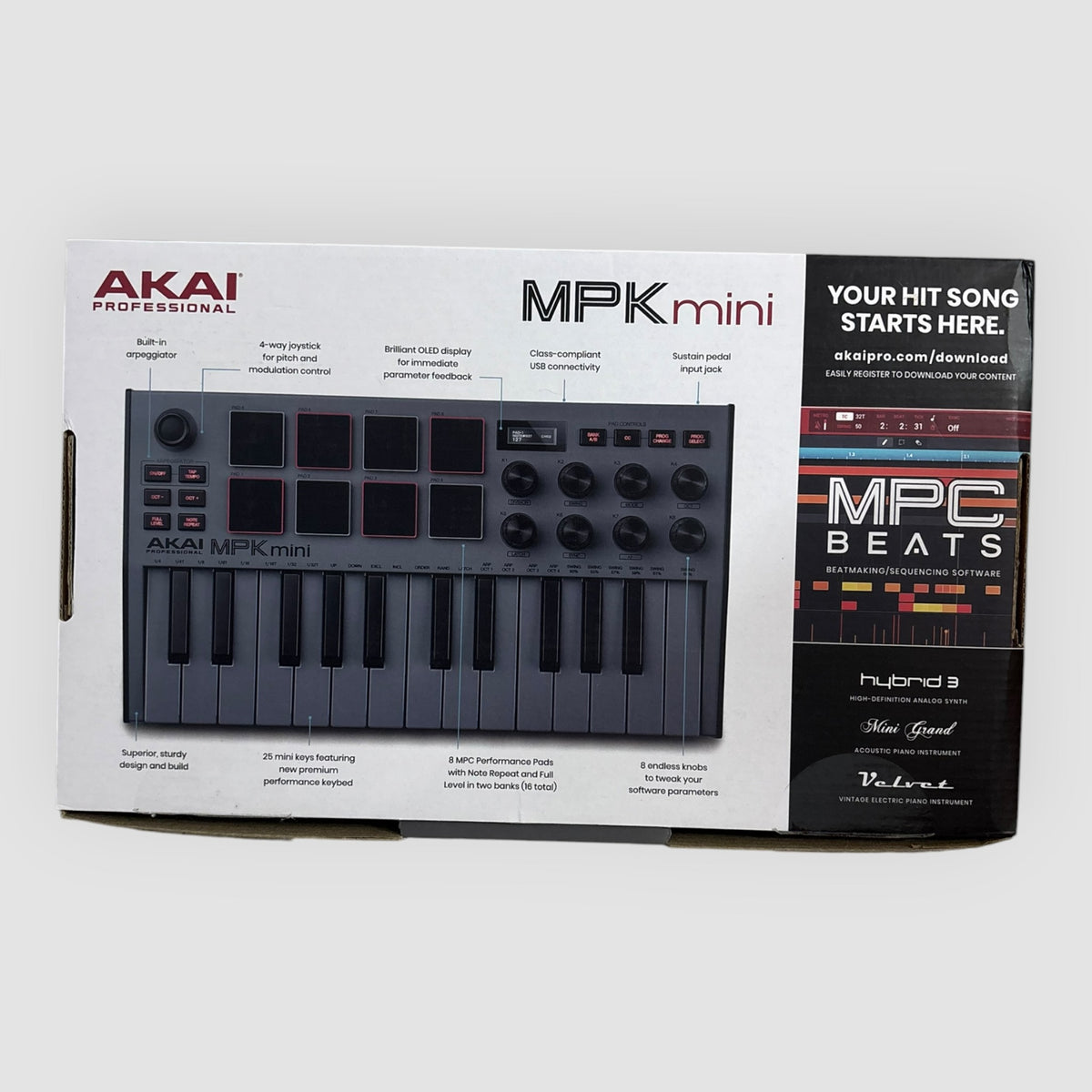 Teclado midi AKAI Professional MPK Mini MK3 – Special Edition Grey – Cinzento – Novo