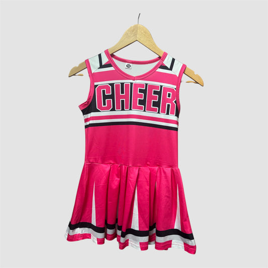 Disfarce de Animadora (Cheerleader) Menina Rosa c/ Pompons – Tam. 140 (9-10 anos)
