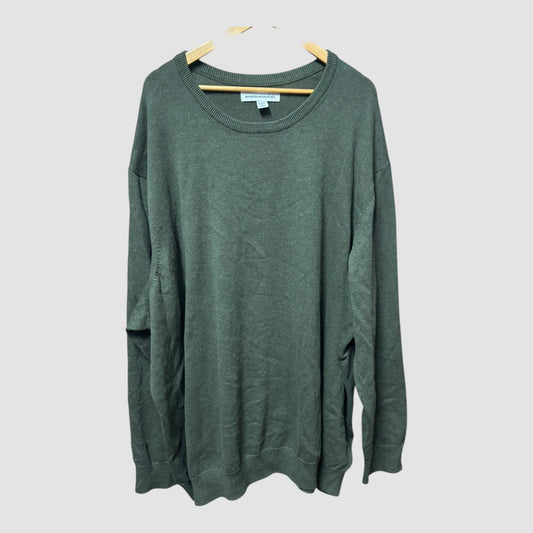 Camisola Amazon Essentials Homem Verde Azeitona Escuro 100% Algodão Manga Comprida 4XL Nova