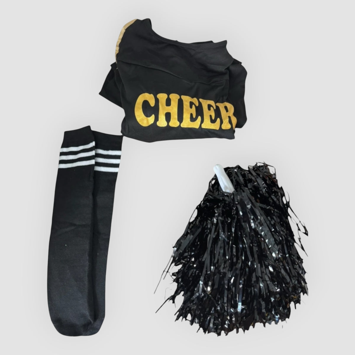 Disfarce de Cheerleader / Animadora de Claque – Tamanho L – Com Pompons e Meias
