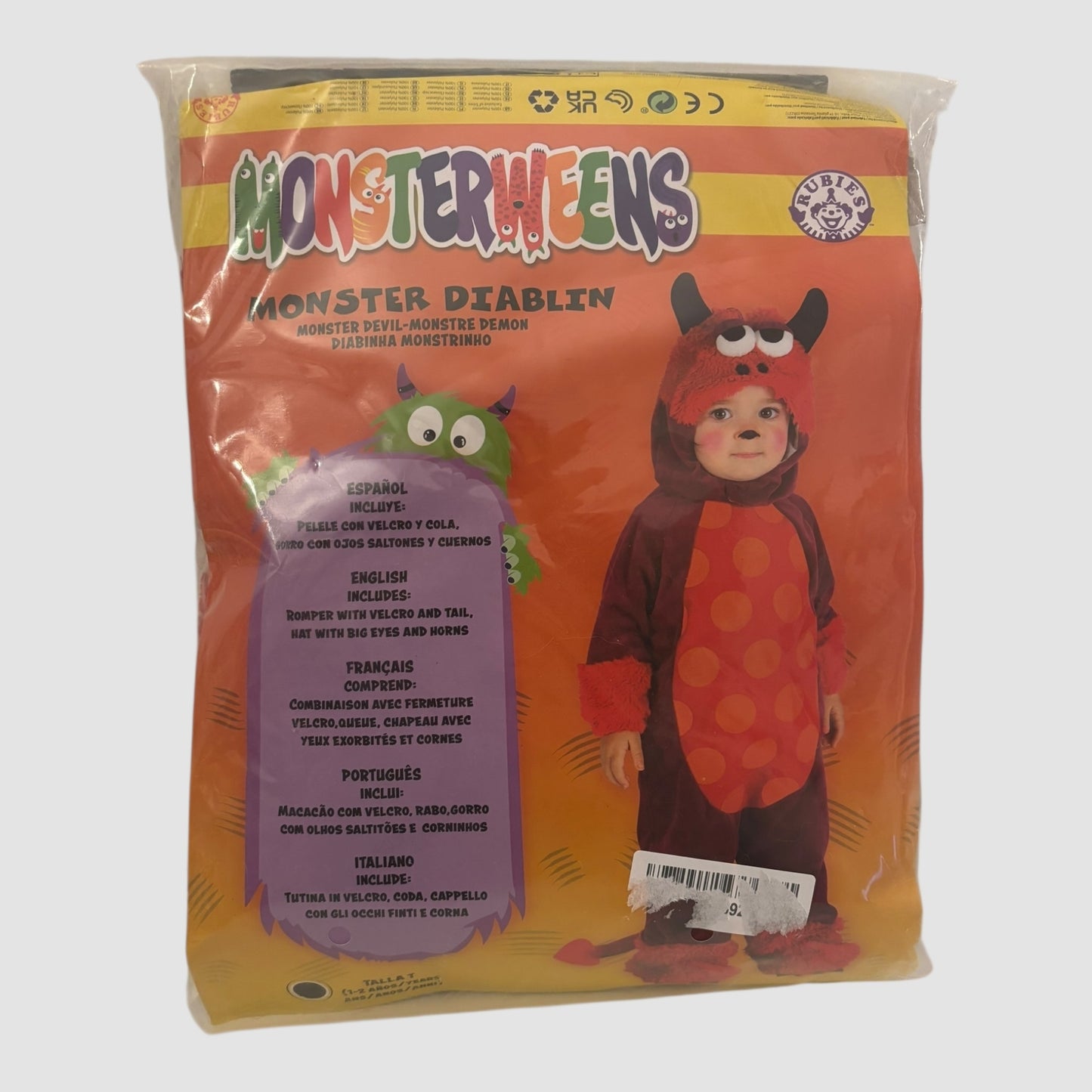 Disfarce Bebé “Monster Diablin” Rubies – Macacão (1-2 Anos)